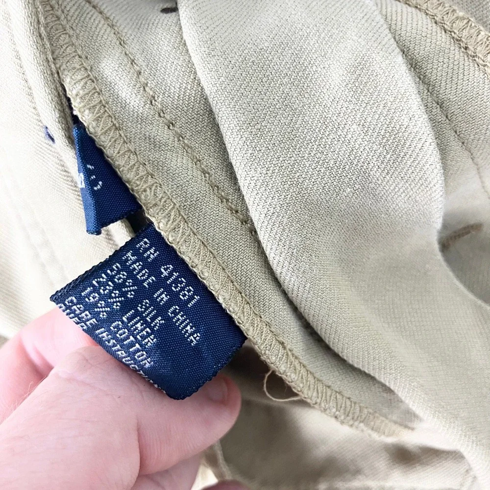 Polo Ralph Lauren Shorts Mens 32 Tan Cargo Silk Linen Cotton Drawstring Resort
